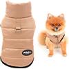 SMALLLEE_LUCKY_STORE Piumino invernale per animali domestici, foderato in pile con anello a D, per cani di piccola taglia, gatti, cuccioli, chihuahua Yorkie, vestiti caldi e freddi, marroni, S