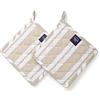 Encasa XO 21 cm Forno Microonde Potholders (2 pz Set) per cucina cucina e cottura - Resistente al calore, protezione delle mani da utensili caldi - Franca Righe Beige