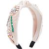 Glamlily Cerchietto con Nodo Centrale e Strass per Donne e Ragazze, 14 x 6 x 18 cm, Rosa Cipria