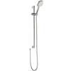 aquaSu® Lepoldo 72304 - Set doccia con 6 doccette, 3 tipi di getto, con pulsante e piastra spray da 12 cm, tubo flessibile in metallo da 80 cm, asta doccia antiscivolo anticalcare