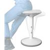 Backerz Sgabello Ergonomico - Sgabello Girevole da 40 a 60 cm con effetto dondolo - Sedia da Ufficio per Casa, Ufficio, Studio - Cuscino a Schiuma, Esterno in Lino Impermeabile - Bianco Opaco