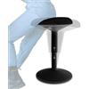 Backerz Sgabello Ergonomico - Sgabello Girevole da 40 a 60 cm con effetto dondolo - Sedia da Ufficio per Casa, Ufficio, Studio - Cuscino a Schiuma, Esterno in Lino Impermeabile - Nero Opaco