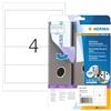 HERMA Etichette per Raccoglitori, 192 x 61 mm, Etichette Adesive A4 per Stampante, 4 Etichette per Foglio, Bianco