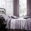 Dreams & Drapes Dreams 'n' Drapes Set Copripiumino Reversibile Singolo Hanworth", Motivo con Foglie Disegnate in Grigio, a Righe, Colore: Carbone, Heather, Single Duvet Cover Set