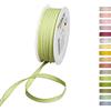 Halbach Seidenbänder Nastro decorativo con bordi in lino, larghezza 7 mm, lunghezza 30 m, nastro regalo per decorare fai da te, nastro decorativo fai da te, colore: verde/lino