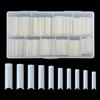 SAVITA 500Pz Tips Unghie Extra Lunghe, Tip Unghie Curva C Artificiali Unghie Affusolate Tips per Unghie Piatte XXL per Saloni di Manicure e Nail Art Fai-Da-Te a Casa (10 Misure, Bianco)
