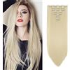 Cybelleza 60cm Extension Capelli Clip Lisci Lunghi 8PCS Extension Capelli Biondi a Clip Dritti Posticci per Capelli Sintetici Full Head Extension per Donna (Biondo)