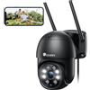 Ctronics Telecamera WiFi Esterno con Visione Notturna a Colori, 1080P PTZ IP Videocamera di Sorveglianza Zoom Digitale con Pan 355° e Tilt 90°, Rilevamento Umano, Auto Tracking, Audio Bidirezionale