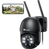 ctronics Telecamera WiFi Esterno con Visione Notturna a Colori, 1080P PTZ IP Videocamera di Sorveglianza Zoom Digitale con Pan 355° e Tilt 90°, Rilevamento Umano, Auto Tracking, Audio Bidirezionale