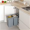 Menage Confort Pattumiera estraibile per armadio da cucina di larghezza 343 mm con 2 secchi da 21 litri