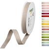 Halbach Seidenbänder Nastro decorativo con bordi in lino, larghezza: 15 mm, lunghezza 20 m, nastro per regali, decorazione fai da te, colore: lino/bianco