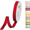 Halbach Seidenbänder Nastro decorativo con bordi in lino, larghezza: 15 mm, lunghezza 20 m, nastro per regali, decorazione fai da te, colore: rosso/lino