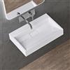 doporro Lavabo da Appoggio Lavabo Bagno Rettangolare Sospeso da 60cm Bianco Lucido, Lavandino Bagno da Minerale Fuso Senza Foro per Rubinetto 60x38x11 cm, Set di Scarico Incluso Colossum19