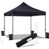 Yaheetech Gazebo 3x3 M Pieghevole Giardino Impermeabile Tendone da Sole Ombreggiante Terrazzo Esterno Richiudibile in Acciaio Robusto Telescopico da 227 a 245 cm Eventi Feste con Borsa a Ruote Nero