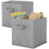 Whitmor - Set di 2 cubi Organizer Pieghevoli, 25,4 x 25,4 x 25,4 cm (Lunghezza x Larghezza x Altezza), Grigio