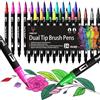 FORETOY Dual Brush Pen 24 colori Pennarelli Lettering, Punta Fine e Punta Brush, Penne da Colorare per Adulti Bullet Journal, Lettering, Mandala e Disegnare
