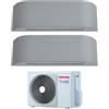 Toshiba Condizionatore Toshiba Dual Split Haori Bianco 10000+13000 BTU R-32 Wi-Fi Con RAS-2M14U2AVG-E Inclusa Cover Grigia e Nera