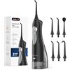 Mornwell Irrigatore orale senza fili per denti portatile orale pulitore elettrico 300 ML 3 modalità 4 punte jet pulizia profonda aiuta con USB (Nero)