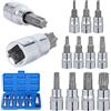 Knpwer Set di 13 Chiavi a Bussola Torx T8-T70, Punte in Acciaio, 1/4, 3/8 e 1/2 Pollici