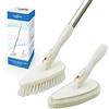 Qaestfy Spazzola per la Pulizia della Doccia e Spugna Abrasiva Combo con Manico Lungo Staccabile da 130 cm per Vasca e Piastrelle Spazzola Pulitore per Doccia Bagno Strumenti di Pulizia per Pulizia