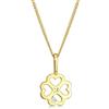 Elli Collana da Donna In Oro 14K con diamante, Quadrifoglio