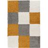 Mynes Home Shaggy Tappeto a pelo lungo, colore oro, grigio, bianco, 30 mm, a pelo lungo, a quadretti, 120 x 170 cm