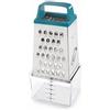 Lacor Grattugia da Cucina con Contenitore Keep, Acciaio Inox, Include Contenitore per Alimenti 250 ml, 4 Lati di Taglio, Fine, Medio, Spesso e Affettato, 8.9x6.5x20.5 cm, 61363