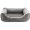 BOUTIQUE ZOO Esclusiva Cuccia per Cani | Lettino Con Cuscino | Divano per Piccola Taglia | Grande: S - 63 x 55 x 19 cm | Colore: Velluto Grigio
