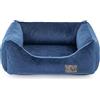 BOUTIQUE ZOO Esclusiva Cuccia per Cani | Lettino con Cuscino | Divano per Piccola Taglia | Grande: S - 63 x 55 x 19 cm | Colore: Velluto Blu Scuro