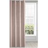 Eurofirany Tenda in velluto con motivo geometrico a ventagli e occhielli, 1 pezzo, effetto velluto, soffice, moderna, per soggiorno, camera da letto, 140 x 250 cm, struttura 3D, rosa cipria