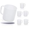 Kerafactum Set di 6 bicchieri con manico, per campeggio, mensa, ideale per picnic, barca, tenda, caravan, lavabile in lavastoviglie, impilabile, 0,3 litri. Mug color bianco