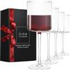 Elixir Glassware Set di 4 Bicchieri Quadrati per Vino Rosso - Soffiati a Mano Con Bordo - Moderni Con Fondo Piatto - Unici e Grandi Con Stelo per Cabernet, Pinot Noir, Borgogna, Bordeaux - 17oz Trasparenti