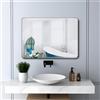 MEESALISA specchio da parete rettangolare 100x60cm -grande specchi bagno,con cornice in metallo nero, Adatto a bagni, camere da letto e salotti e ingresso,bordo nero-design ad angoli arrotondati