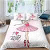 ZQMHCY Copriletto Singolo Ballerina Rosa Bedding Set Microfibra Antirughe Morbido e Confortevole Reversibile Set 3 pezzi, 1 Copripiumino(150x200cm) con Cernier e 2 Federe(50x75cm)