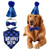 LAMXD Set di papillon con cappello a bandana per compleanno per cani, forniture per feste di compleanno per animali, bandana per compleanno per cani, papillon per cani, decorazioni di compleanno