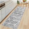 Tinyboy-hbq Tappeto Cucina Antiscivolo Lavabile, Morbidi Lunghi Tappeti Antimacchia Runner per camera da letto, corridoi, soggiorno, cucina (60 x 300 cm, Avorio/Grigio)