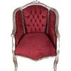 Biscottini Poltrona Salotto e Sedia Camera da Letto 82x55x60 cm | Poltrona Camera da Letto con Finitura Argento | Poltrona Rossa Velluto
