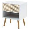BAÏTA Comodino Capucine bianco e effetto rovere, 40 cm