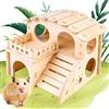 Vegena Casetta in Legno per Criceti, Casetta per Criceti in Legno, Giochi per Criceti, Casa dei Criceti, Nascondiglio per Piccoli Animali, Casa per Criceti, Casa in Legno per Criceti Nani Gerbilli