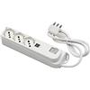 FANTON 47450 Multipresa 3 posti + USB OMEGA 3 prese bipasso/schuko 2P+T 16A e 2 prese USB-A 5V 3A ciabatta cavo 1,5 m. spina a squadra grande 2P+T 16A + interruttore bipolare luminoso