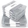 herzbach home Set di asciugamani premium da 6 pezzi (grigio argento) - 4 asciugamani 50x100cm & 2 asciugamani da doccia 70x140cm - Asciugamani morbidi & assorbenti in cotone naturale