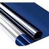 Zindoo Pellicola per Vetri Finestre Pellicola Specchio da Finestra Riflettente Monodirezionale 99% Anti-UV Controllo del Calore, Adatto per Ufficio Casa, Blu Inchiostro Argento 90 * 400cm
