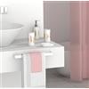 FurnitureXtra - Set di 7 accessori da bagno, in plastica, portasapone, portasapone, dispenser per sapone, bicchiere, tenda da doccia, anelli per tende e tappetino da bagno, colore: rosa