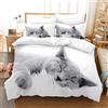 HSGLGNA Set di biancheria da letto con gatto, 135 x 200 cm, 3D, in microfibra, con chiusura lampo, 100% cotone, con copripiumino e federa (gatto 5, 200 x 200 cm)