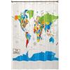 SKL HOME by Saturday Knight Ltd. E2149518102001 Tenda da Doccia Mappa del Mondo, 178 x 182,9 cm, Multicolore