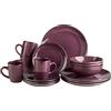 MÄSER Set di stoviglie moderne per 4 persone, con bordo in ottone, servizio combinato da 16 pezzi, con forme senza bordo, viola