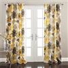 Lush Decor Floral Insulated Grommet Leah-Occhiello Isolante Floreale, Poliestere, Giallo e Grigio, W 52 x L 84 (1 Panels)