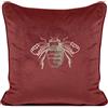 Eurofirany Elegante cuscino decorativo in velluto con stampa, 45 x 45 cm, federa in velluto, morbido cuscino per divano, con api dorati, colore: rosso