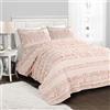 Lush Decor Belle Set di Biancheria da Letto in Stile Rustico Shabby Chic, 3 Pezzi, con Volant, Cotone, Rosa Blush, Full/Queen