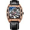 RORIOS Sports Orologio da Uomo Luminoso Orologio Automatico Meccanico Orologio con Cinturino in Pelle Tonneau Scheletro Orologio da polso